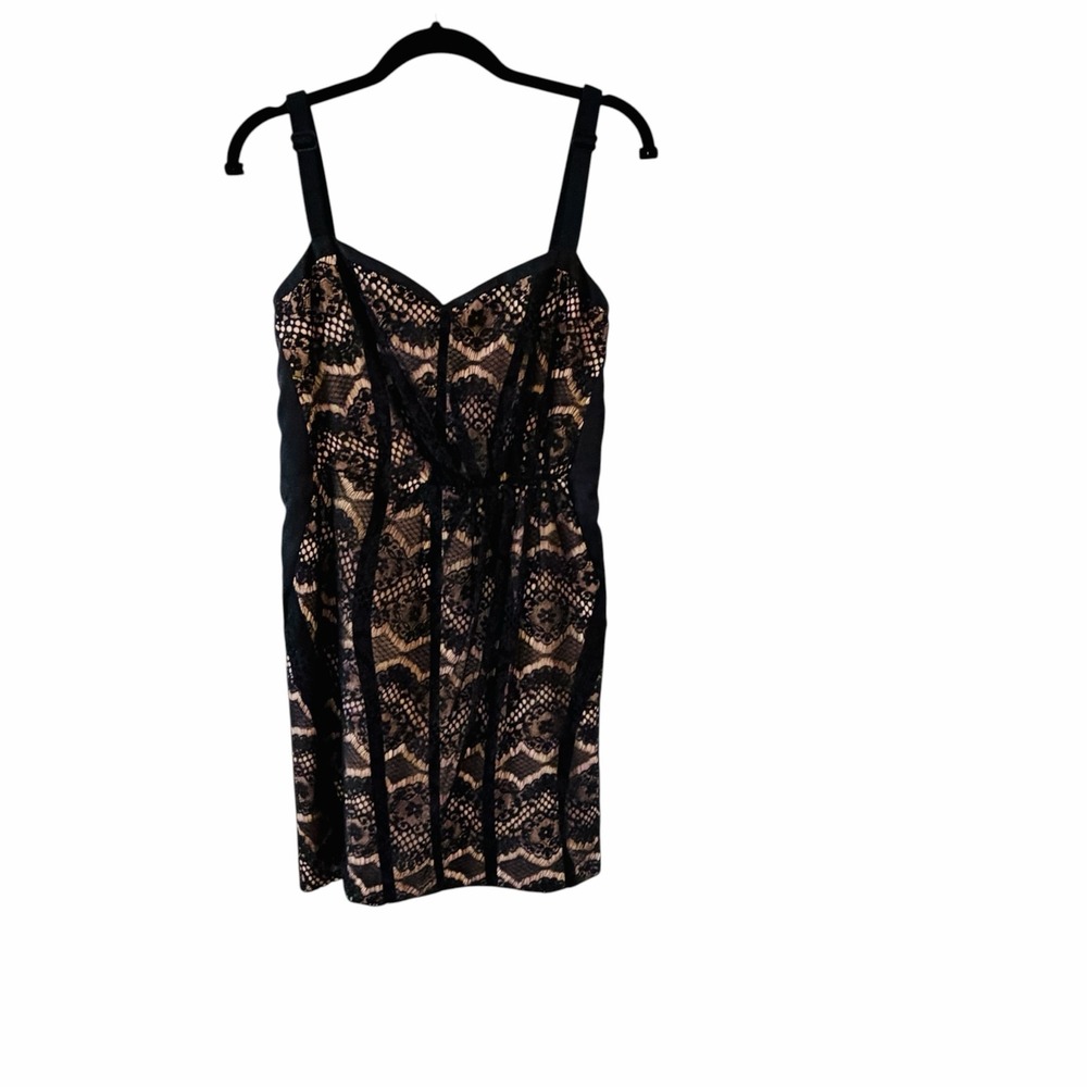 Rag & Bone Lace Bodycon Dress Womens 8 Black Nude Sweetheart HOCO Cocktail
